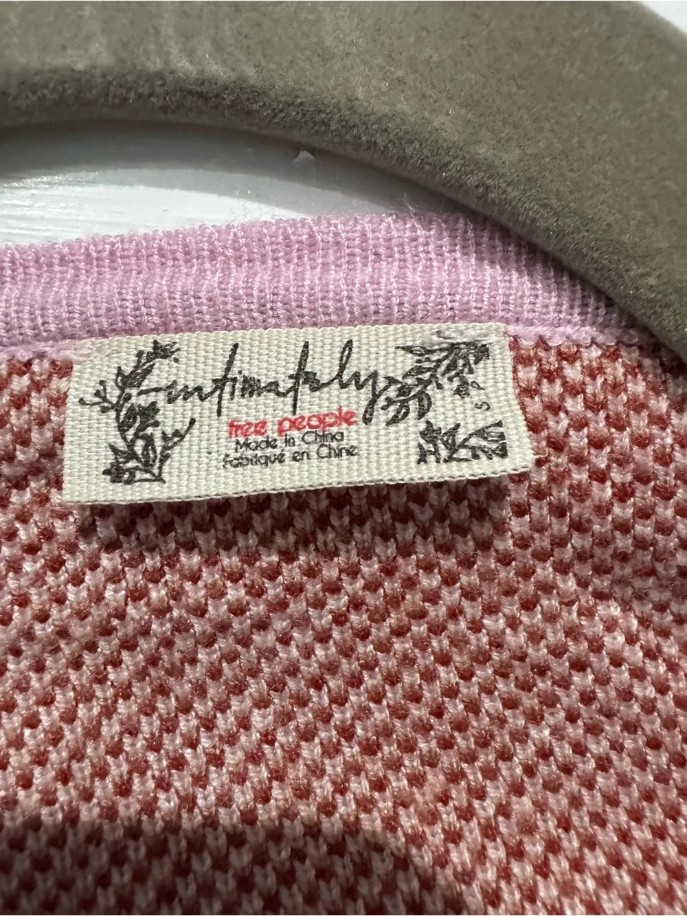 Free People Pink & Red Patterned Knit Cardigan with Matching Crop Top